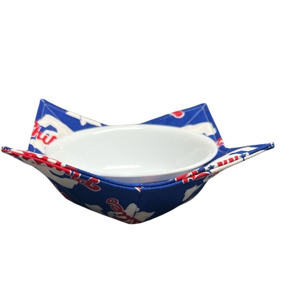 Hand Crafted Bowl Cozy Bowl Holder Microwavable  Cotton Padded Phillies - Picture 4 of 10